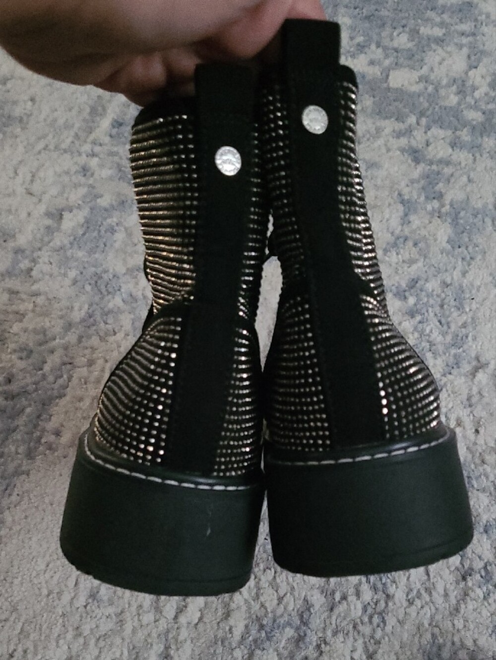 NWOT Madden NYC Black Rhinestone High-Top Lace-Up Womens Boots - Picture 7 of 9